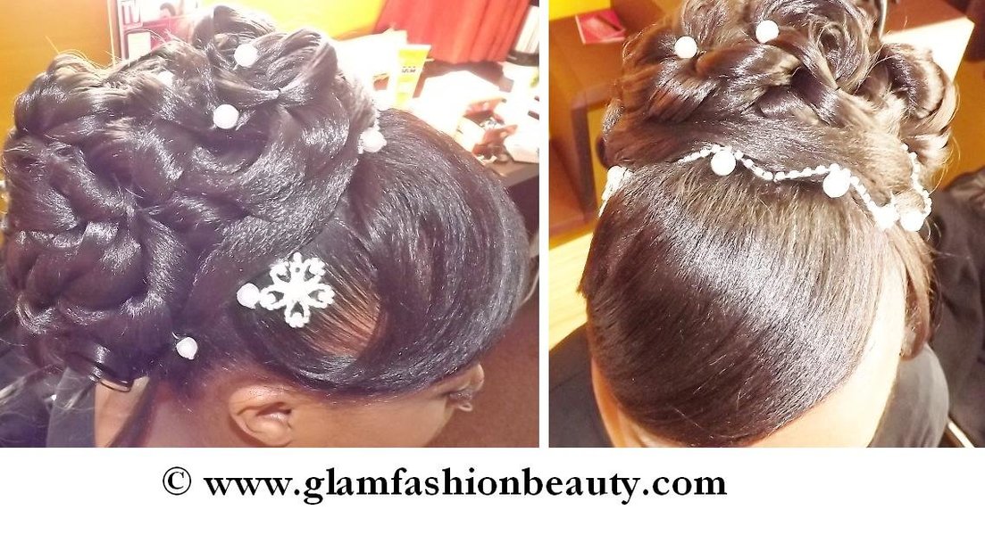 Coiffure de mariée - Chignon haut princesse avec frange