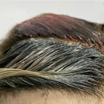 Coloration blond sur perruque sur mesure 