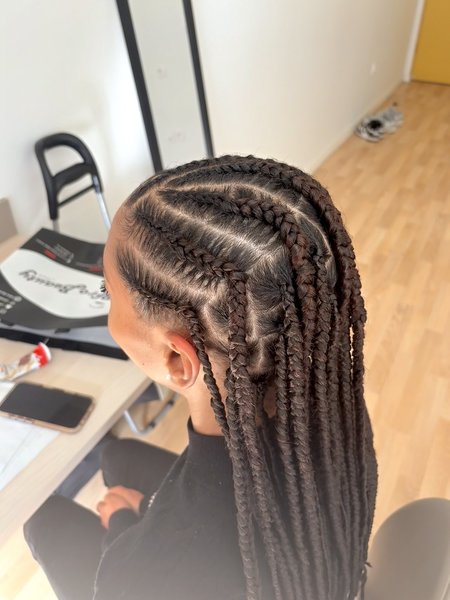 Knotless braids avec des nattes devant  