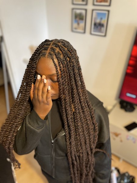 Marley braids sur cheveux crépus femmes. 