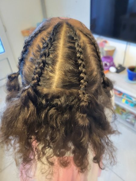 Nattes collées enfant, demi-tête 
