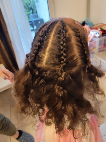 Nattes collées enfant, demi-tête 