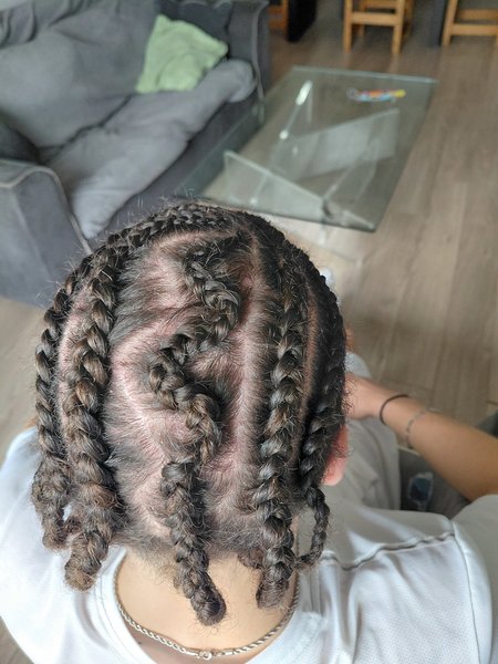 Nattes collés avec rajouts / cornrow braids homme