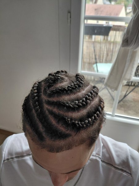 Nattes collés avec rajouts / cornrow braids homme
