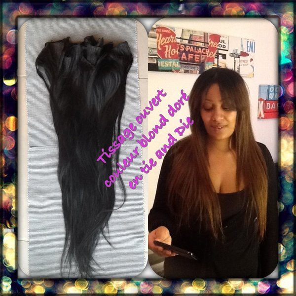 Tissage ouvert avec couleur blond doré en tie and die
