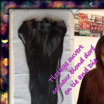 Tissage ouvert avec couleur blond doré en tie and die