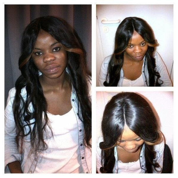 Tissage raie Invisible avec colle 