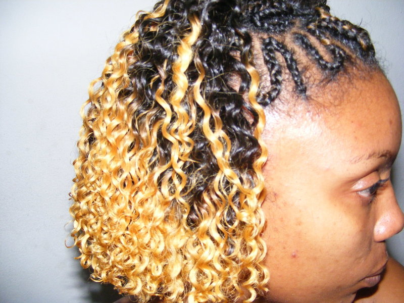 tresses 3 quart droite + tissage bouclé